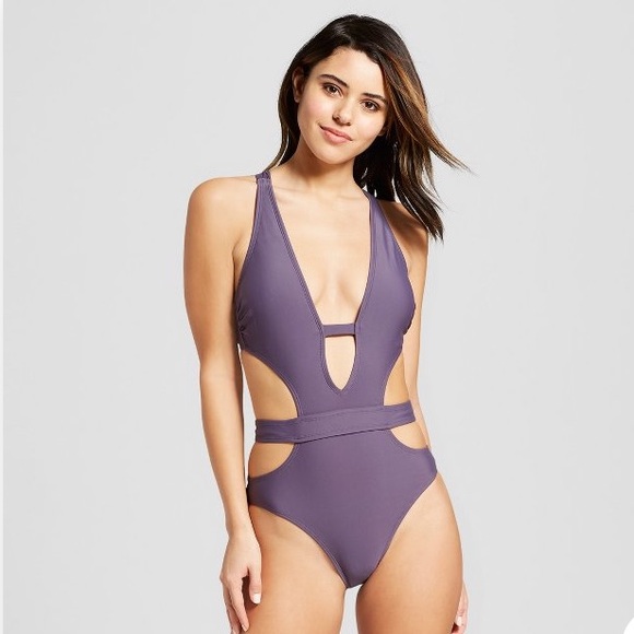 Xhilaration Other - NWOT purple cut-out one piece swimsuit